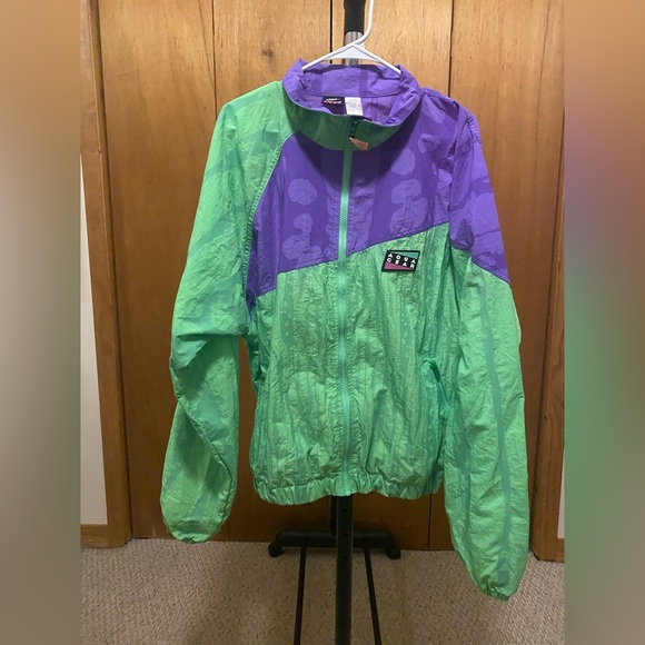 Nike Vintage Aqua Gear Green/Purple Zip Up Windbreaker Size XL 90s Rare